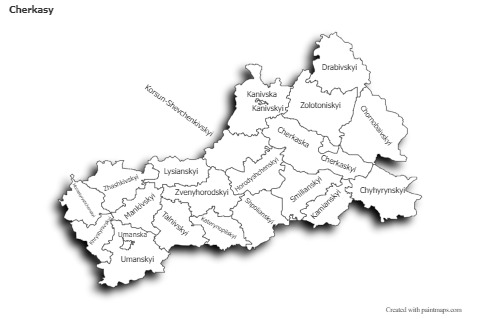 Sample Maps for Cherkasy (black-white,shadowy)