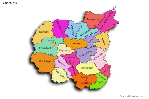 Contoh Peta untuk Chernihiv (berwarna,bayangan)