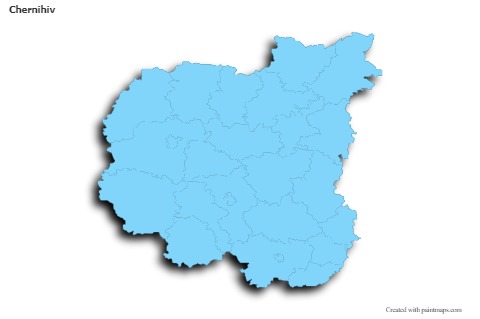 Contoh Peta untuk Chernihiv (biru,garis luar,bayangan)