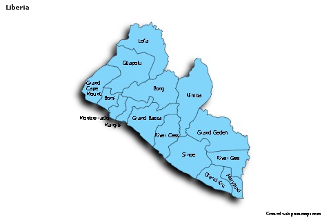 Sample Maps for Liberia (blue,shadowy)
