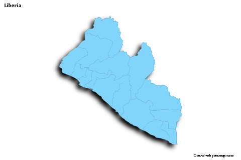 Sample Maps for Liberia (blue,outline,shadowy)