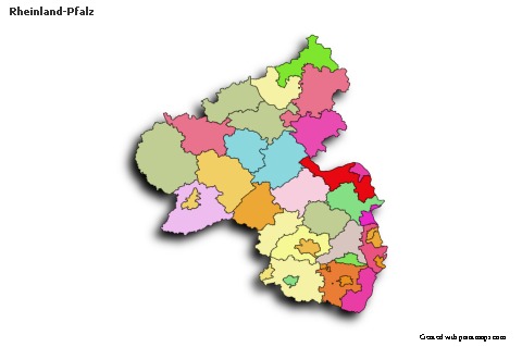 Rheinland-Pfalz için Örnek Haritalar (renkli,gölgeli)