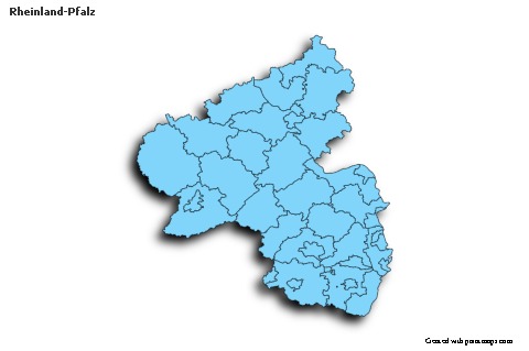 Rheinland-Pfalz için Örnek Haritalar (mavi,gölgeli)