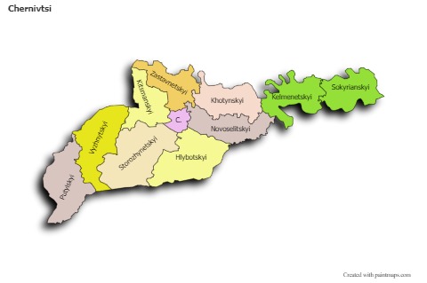 Contoh Peta untuk Chernivtsi (berwarna,bayangan)