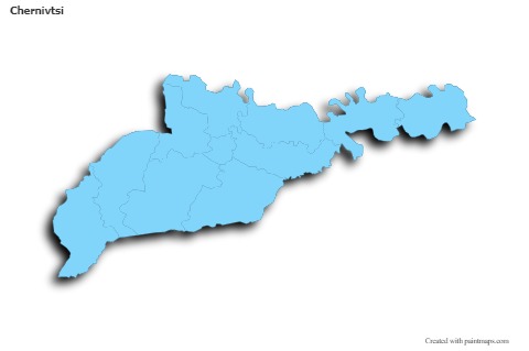 Contoh Peta untuk Chernivtsi (biru,garis luar,bayangan)