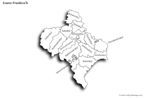 Mapas de muestra para Ivano-Frankivs'k (blanco-negro,sombrío)