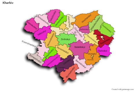 Kharkiv için Örnek Haritalar (renkli,gölgeli)