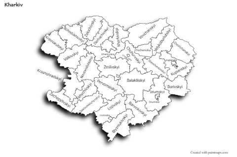 Kharkiv için Örnek Haritalar (siyah-beyaz,gölgeli)