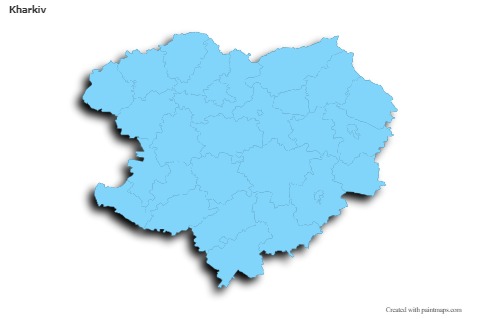 Kharkiv için Örnek Haritalar (mavi,anahat,gölgeli)