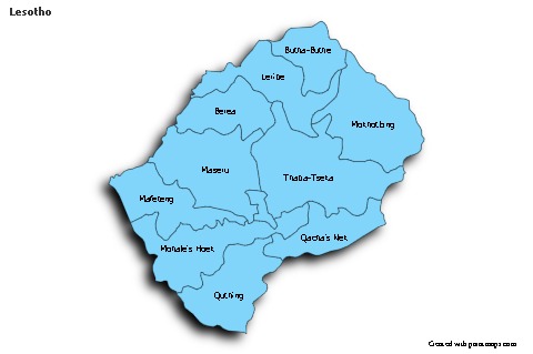 Sample Maps for Lesotho (blue,shadowy)