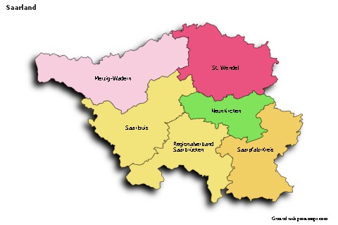Sample Maps for Saarland (colored,shadowy)