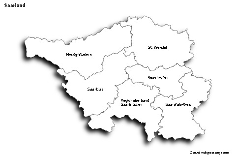 Sample Maps for Saarland (black-white,shadowy)