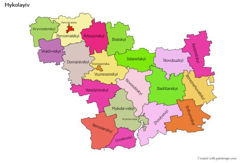 Mapas de muestra para Mykolayiv (coloreado)