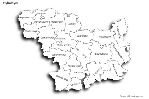 Mapas de muestra para Mykolayiv (blanco-negro,sombrío)