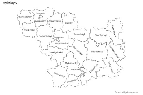 Mapas de muestra para Mykolayiv (blanco-negro)