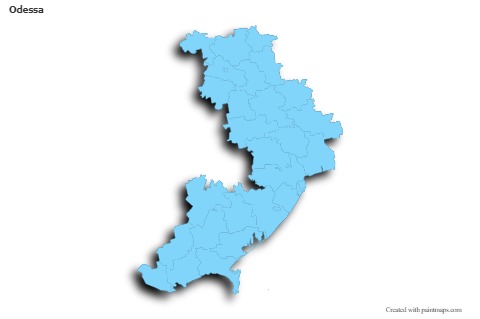 Odessa için Örnek Haritalar (mavi,anahat,gölgeli)