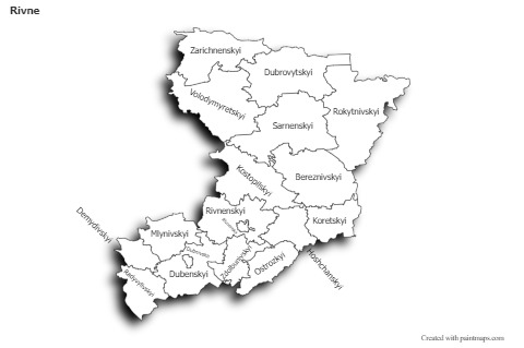 Mapas de muestra para Rivne (blanco-negro,sombrío)