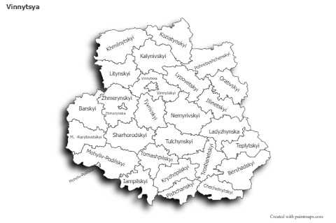 Mapas de muestra para Vinnytsya (blanco-negro,sombrío)