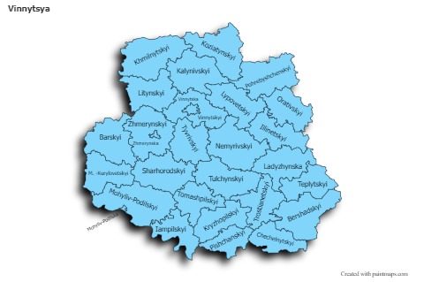 Mapas de muestra para Vinnytsya (azul,sombrío)