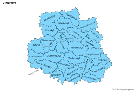Mapas de muestra para Vinnytsya (azul)