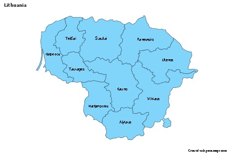 Contoh Peta untuk Lituania (biru)