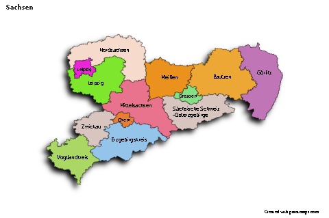 Contoh Peta untuk Sachsen (berwarna,bayangan)