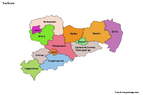 Contoh Peta untuk Sachsen (berwarna)