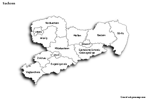 Contoh Peta untuk Sachsen (hitam-putih,bayangan)