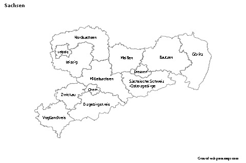 Contoh Peta untuk Sachsen (hitam-putih)