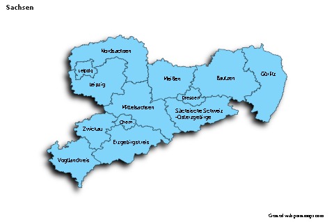 Contoh Peta untuk Sachsen (biru,bayangan)