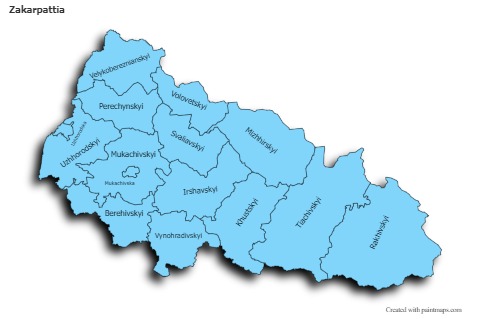 Contoh Peta untuk Zakarpattia (biru,bayangan)
