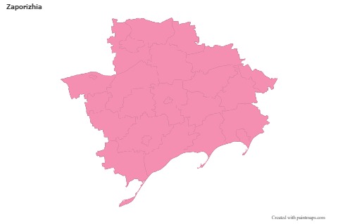 Contoh Peta untuk Zaporizhia (merah jambu,garis besar)