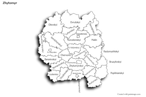 Sample Maps for Zhytomyr (black-white,shadowy)