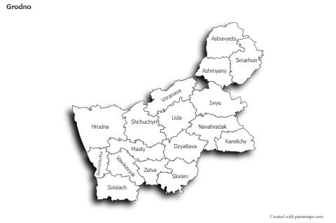Mapas de muestra para Grodno (blanco-negro,sombrío)