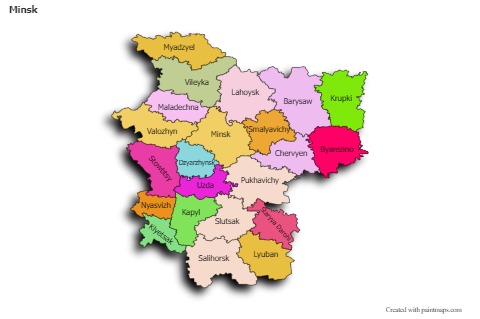 Contoh Peta untuk Minsk (berwarna,bayangan)