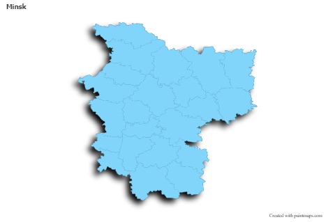 Contoh Peta untuk Minsk (biru,garis luar,bayangan)