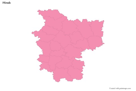 Contoh Peta untuk Minsk (merah jambu,garis besar)