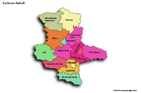 Sachsen-Anhalt için Örnek Haritalar (renkli,gölgeli)
