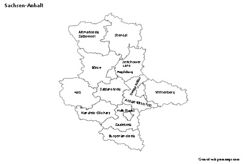 Sachsen-Anhalt için Örnek Haritalar (siyah-beyaz)