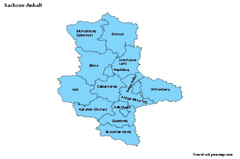 Sachsen-Anhalt için Örnek Haritalar (mavi)