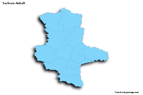 Sachsen-Anhalt için Örnek Haritalar (mavi,anahat,gölgeli)