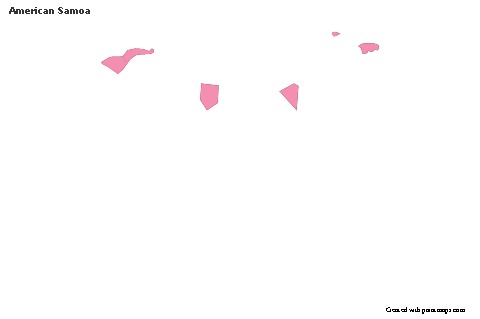 Contoh Peta untuk Samoa Amerika (merah jambu,garis besar)