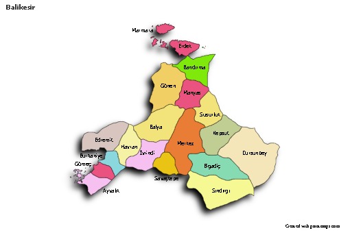 Sample Maps for Balikesir (colored,shadowy)