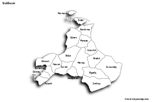 Sample Maps for Balikesir (black-white,shadowy)