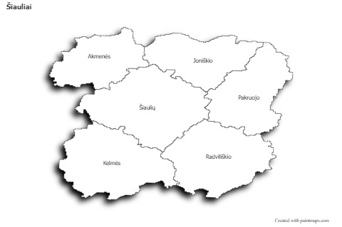 Šiauliai için Örnek Haritalar (siyah-beyaz,gölgeli)