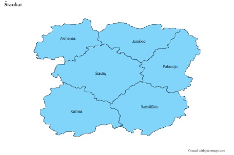 Šiauliai için Örnek Haritalar (mavi)