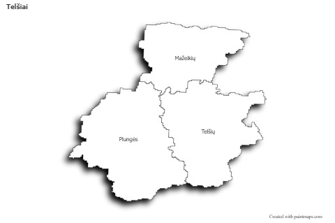 Telšiai için Örnek Haritalar (siyah-beyaz,gölgeli)