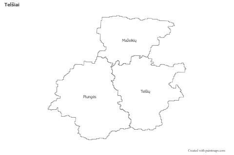 Telšiai için Örnek Haritalar (siyah-beyaz)