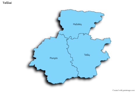 Telšiai için Örnek Haritalar (mavi,gölgeli)