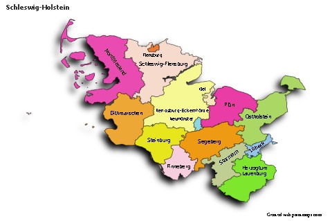 Schleswig-Holstein için Örnek Haritalar (renkli,gölgeli)